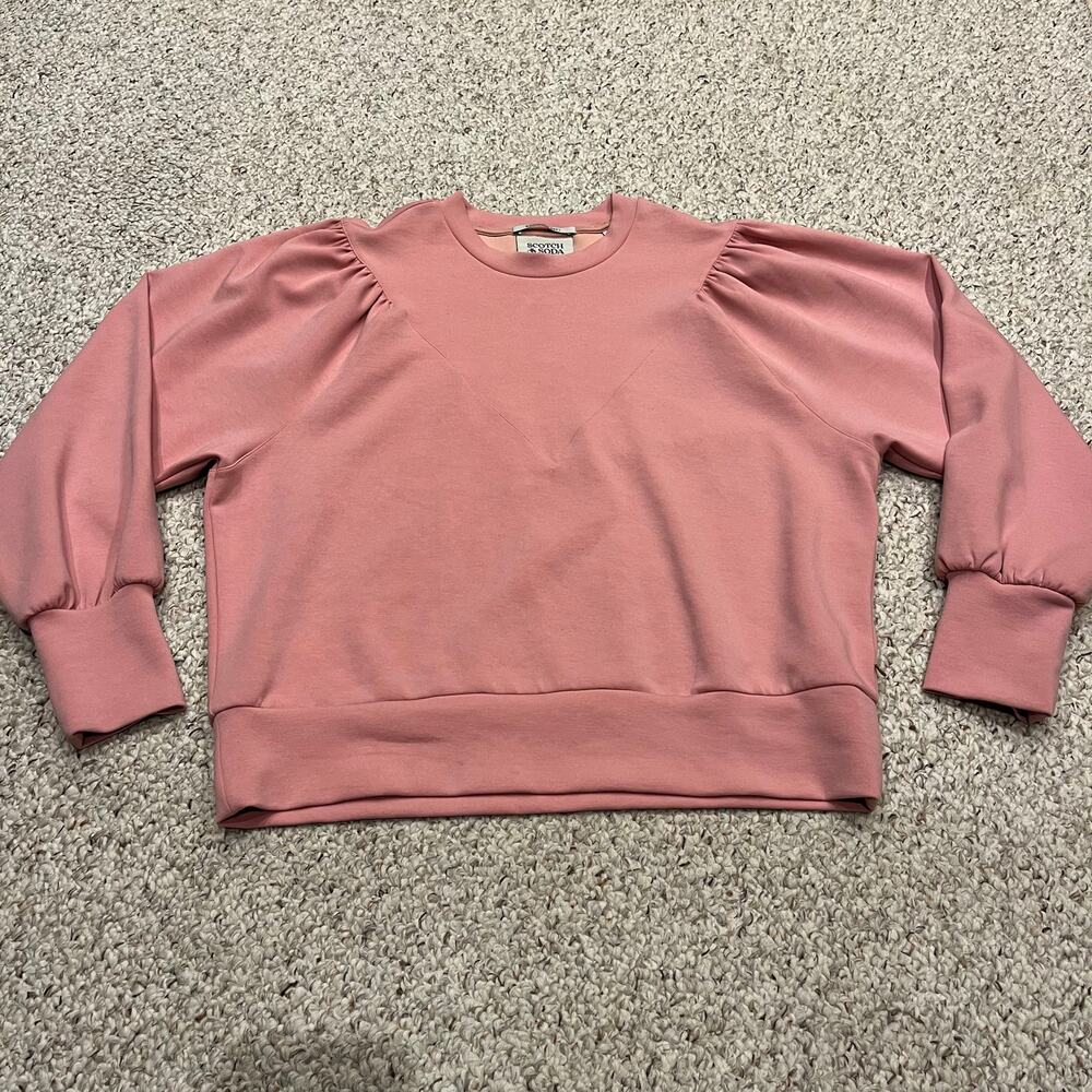 Scotch and Soda Ruched Yoke Seam Modal Sweatshirt Sz XL Pink Casual Soring